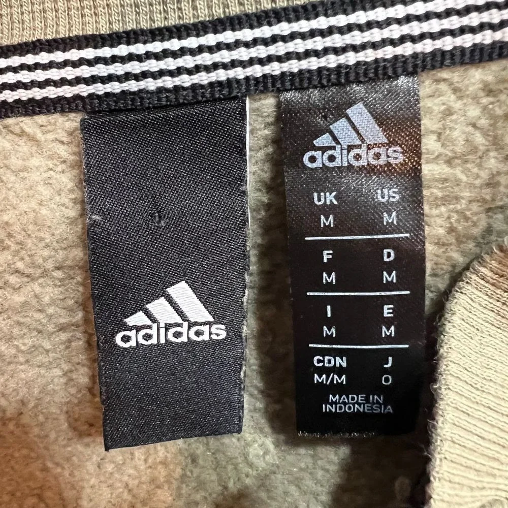 Adidas Cardigan Sweatshirt Mens M Marled Olive Gray Mock Neck Zip Front Pockets